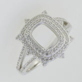 14K White Gold Semi Mount Ring Setting Cushion CU 9x7mm GTL20278R14K - Syzjewelry